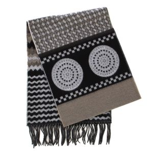 SERENITA O59 Cashmere Feel Scarf Tribal pattern Brown Grey fashionunic