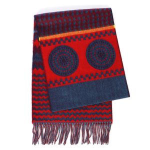 SERENITA O60 Cashmere Feel Scarf Tribal pattern Red Blue fashionunic