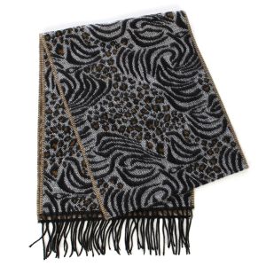 SERENITA O63 Cashmere feel scarf 89402 Animal Charcoal