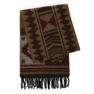 SERENITA O60 Cashmere feel scarf Tribal pattern Brown fashionunic