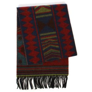 SERENITA O62 Cashmere feel scarf Tribal pattern Red fashionunic