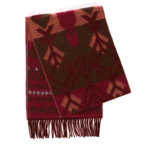 SERENITA O61 Cashmere feel scarf Burgundy Geometric Pattern fashionunic