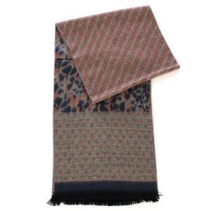 SERENITA O67  Mix animal cashmere feel scarf Pink/Turquoise
