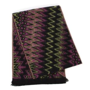 SERENITA O67  Jacquard zigzag cashmere feel scarf Purple/Olive