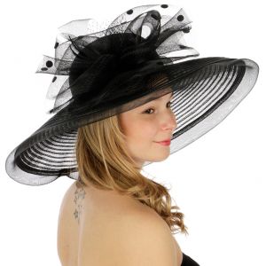 wholesale Polka dot and net dress hat BK fashionunic