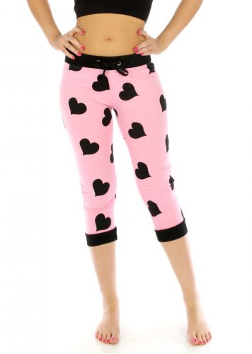 N04 Heart capri jogger pants Pink