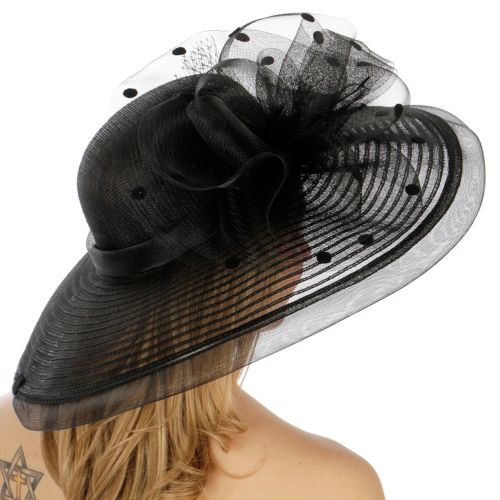 wholesale Polka dot and net dress hat BK fashionunic