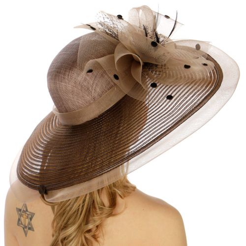 wholesale Polka dot and net dress hat MOCHA fashionunic